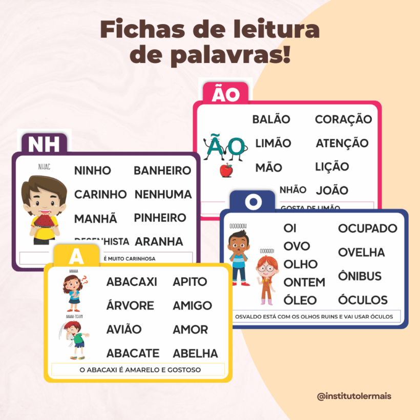 Fichas de leitura de palavras - Instituto Ler